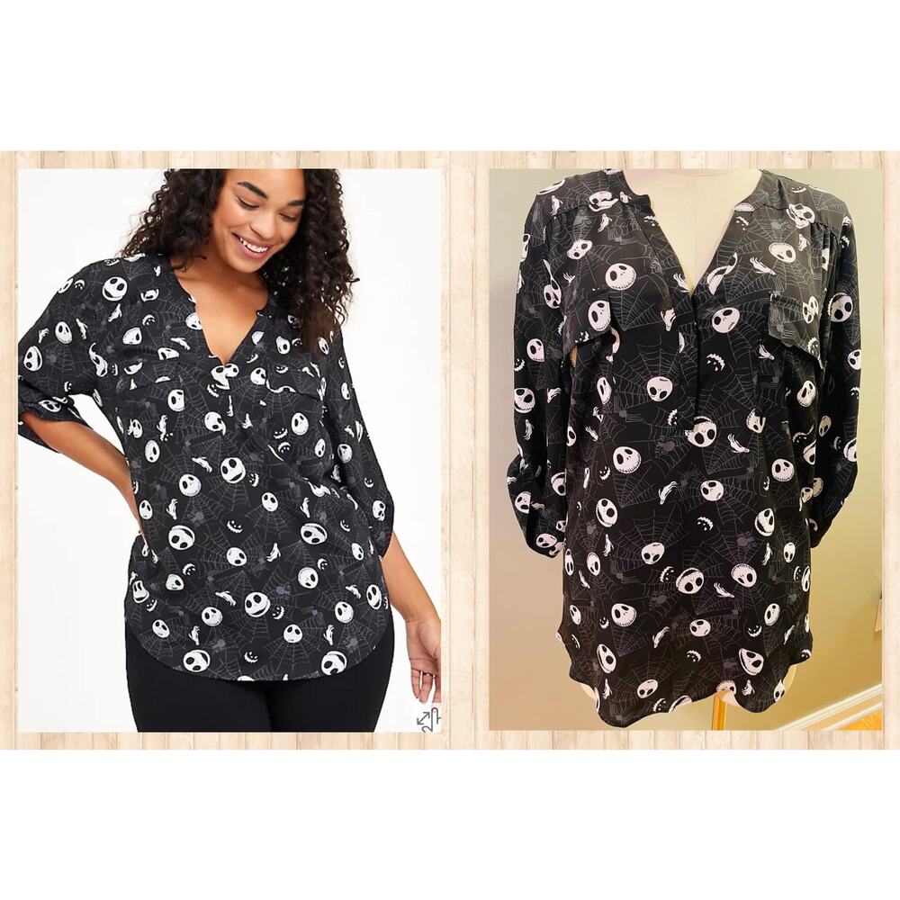 Torrid Disney Nightmare Before Christmas Jack Georgette Harper Blouse Shirt 00
